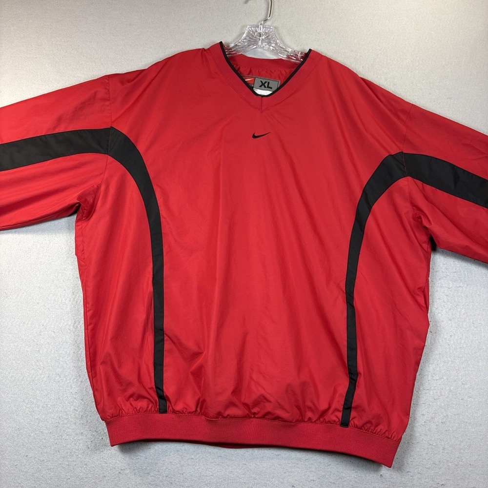 Nike Golf  V-Neck Windbreaker Red 90s Style Men XL Pullover Team Apparel‎ Clima